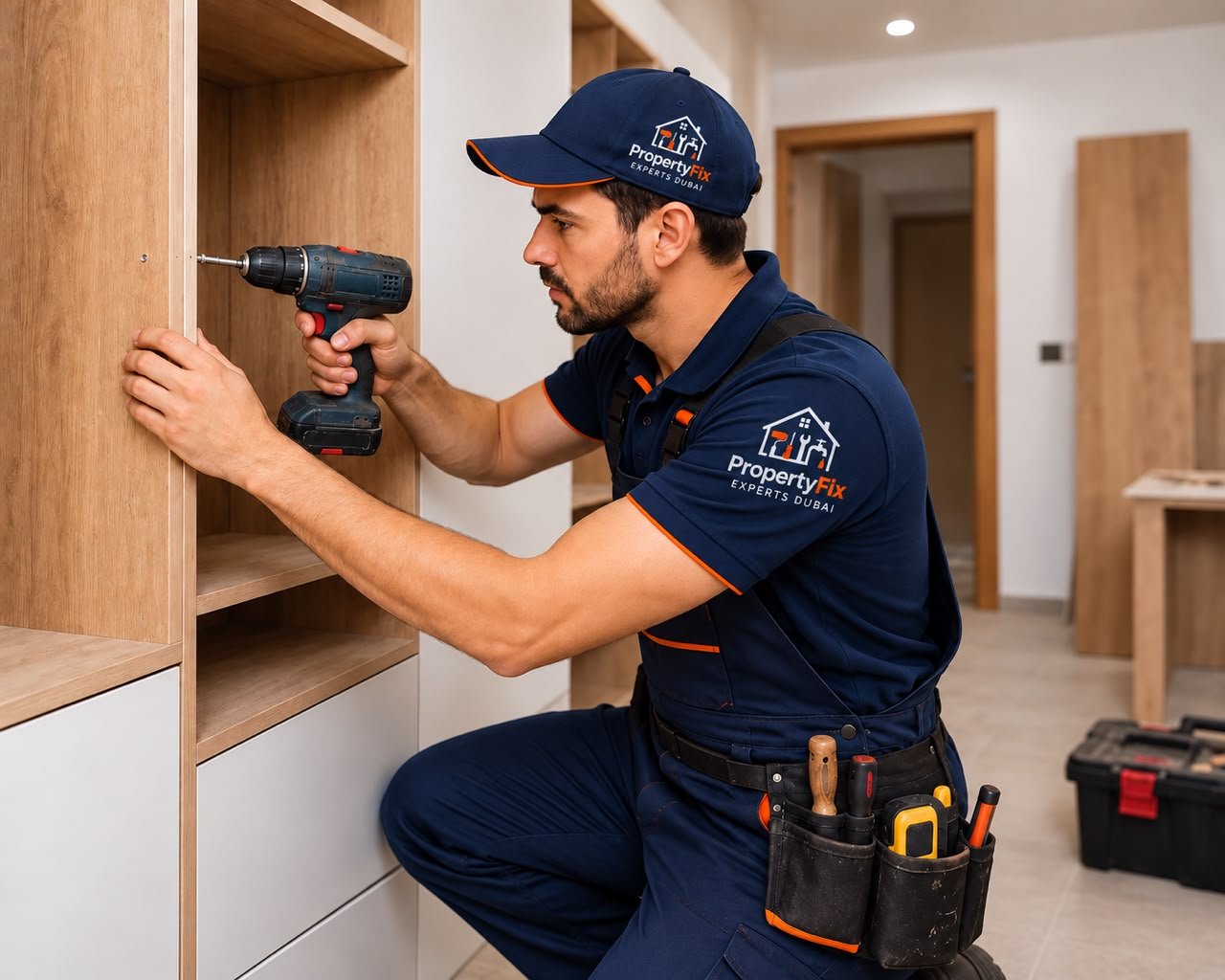 Property Fix Experts technician fitting a cabinet